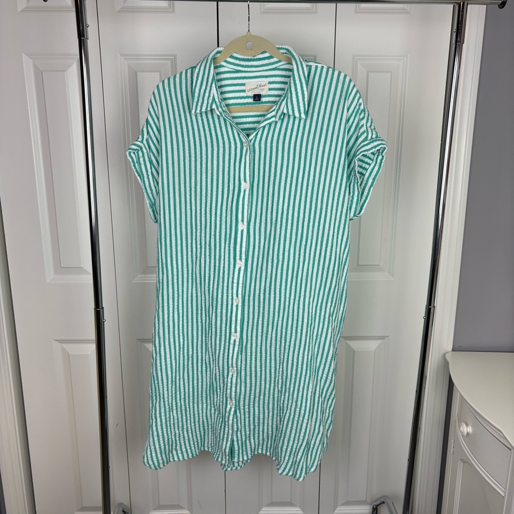 Universal Thread Green and White Striped Cotton dress